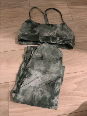 lululemon athletica Olive Green Tie-Dye Sports Bra & Leggings Set